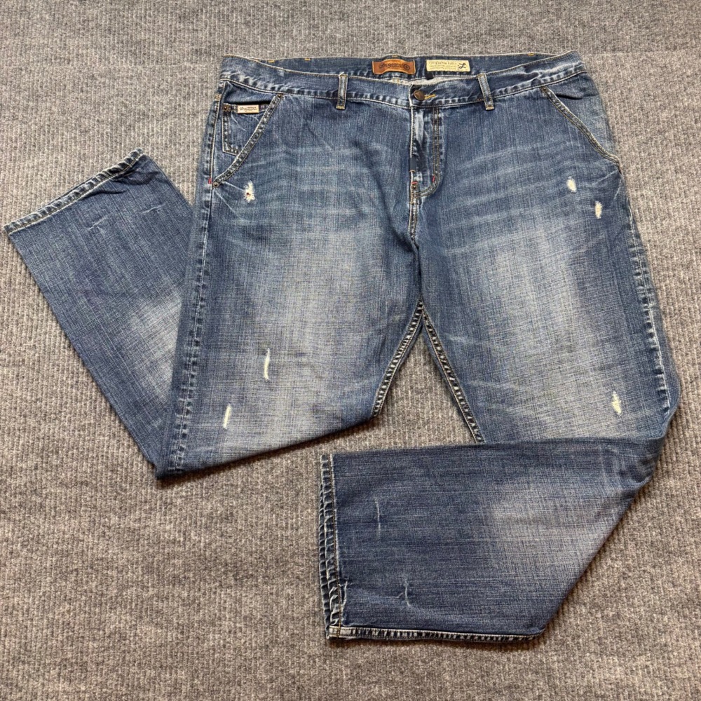 LRG Vito TS Jean Mens 44 Vintage Wash Distressed Straight Leg Y2K Streetwear